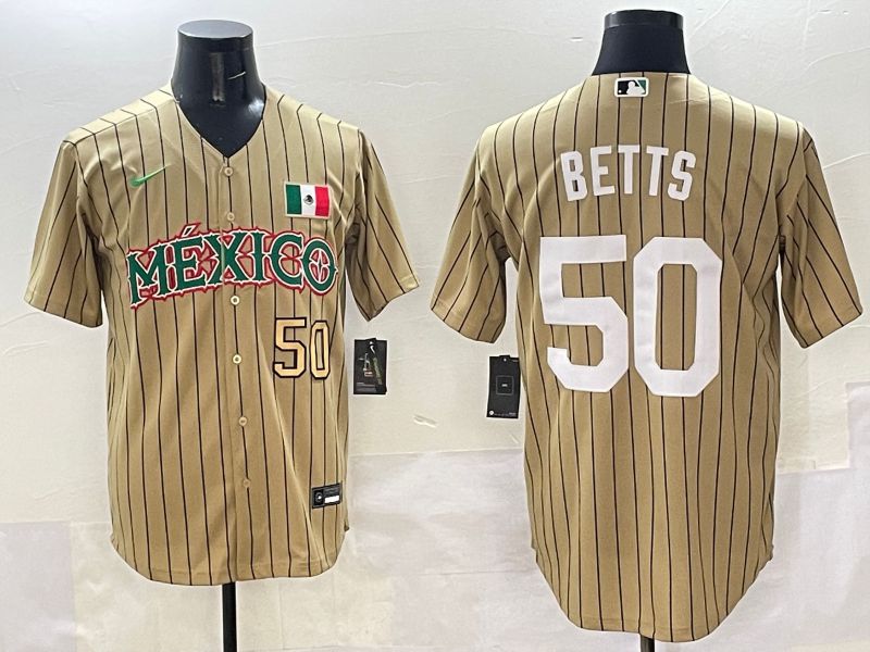Men Mexico #50 Betts Brown Stripe Joint Name 2025 Nike MLB Jersey style 4